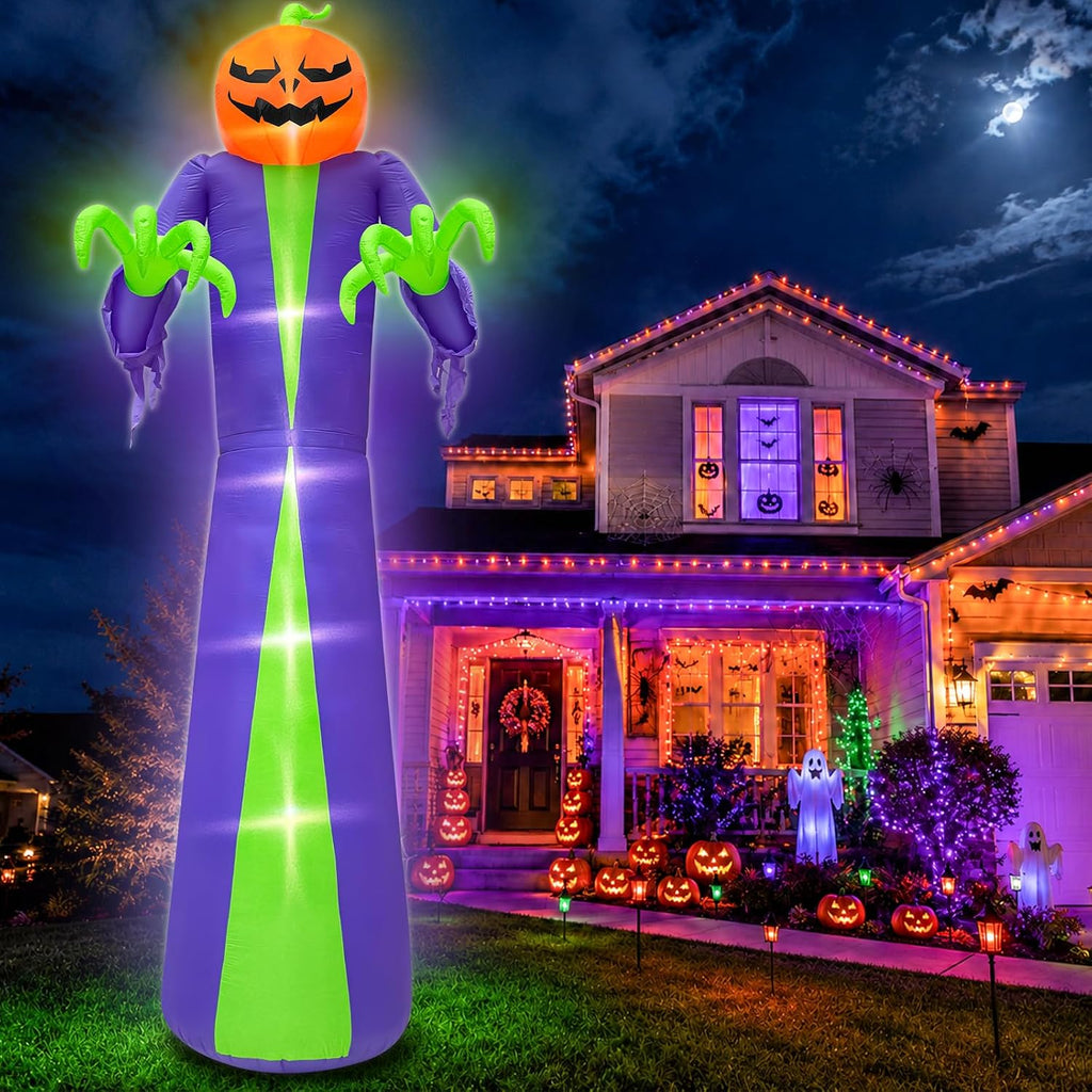 14 FT Giant Halloween Inflatable Pumpkin Outdoor Decorations | Built in 5 LED Lights,Blow Up Pumpkin for Yard Lawn
