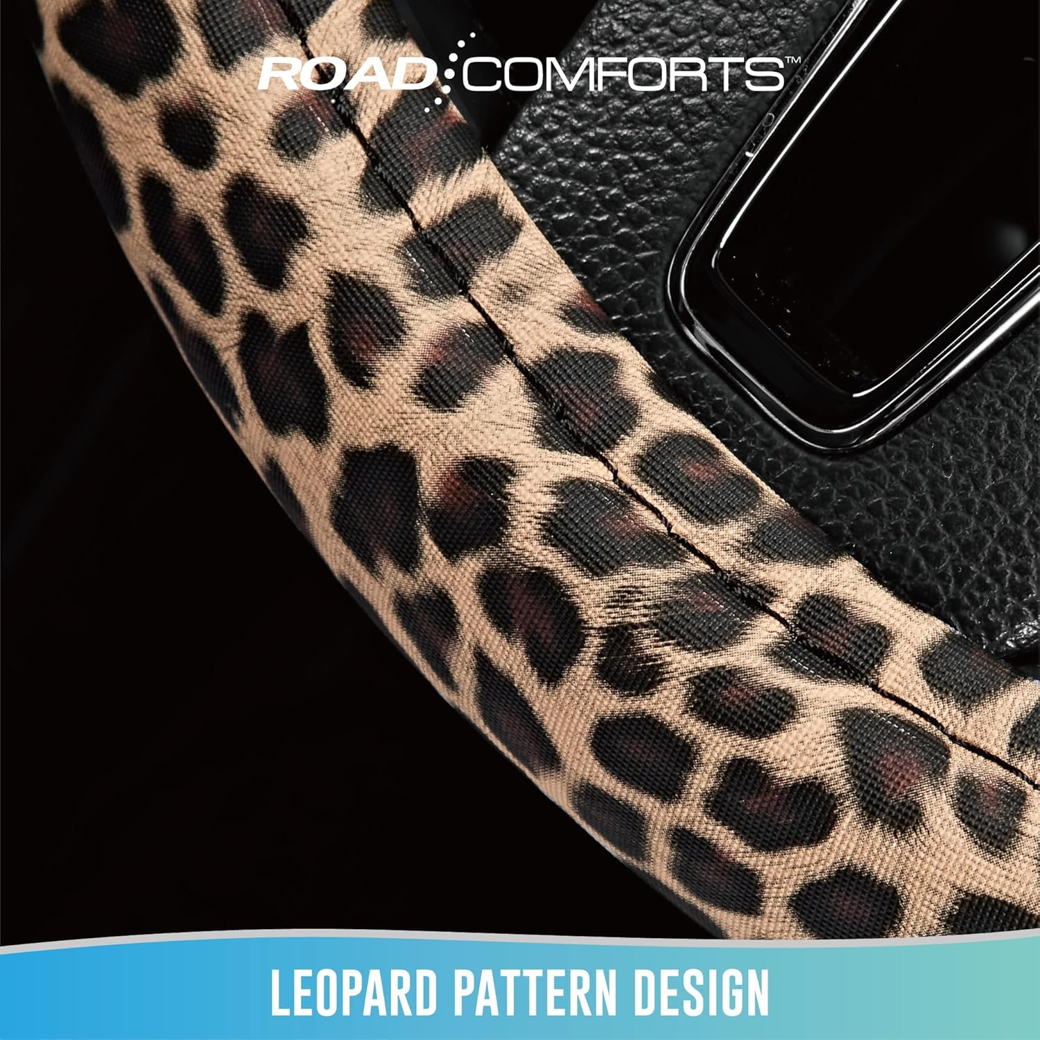 Leopard Steering Wheel Cover - Made with PVC Leather Cheetah Print - Anti-Slip, Universal Fit 14 1/2 inches to 15
