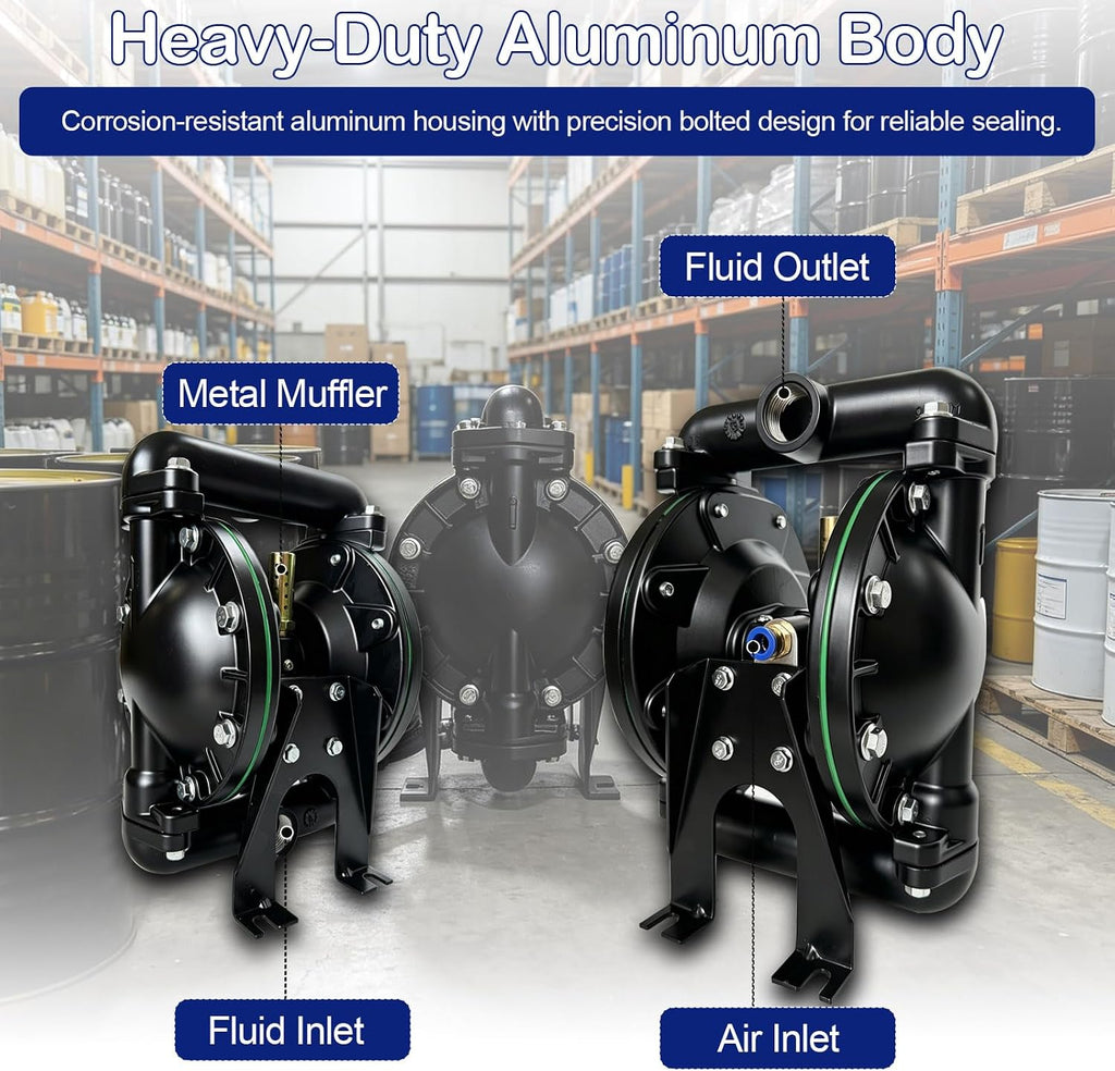 Air Operated Double Diaphragm Pump, 1" Aluminum Pneumatic Transfer Pump
