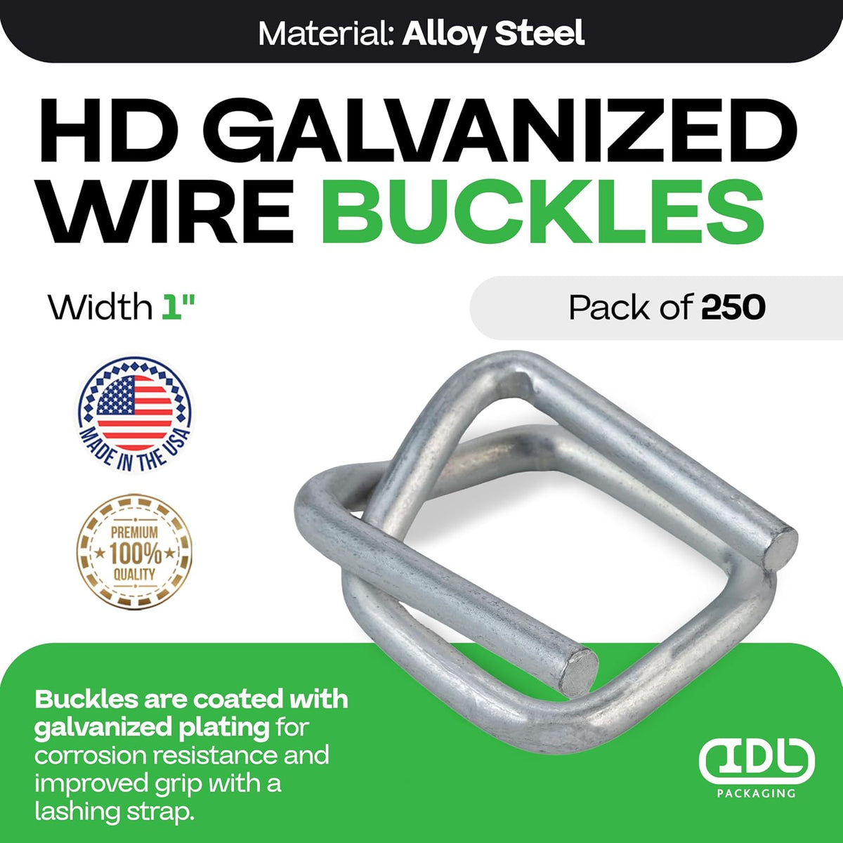 Cord Strapping Buckles 1", 250-Pack - for Composite Cord Strap, USA-Made