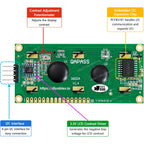 LCD1602 I2C 16x2 Blue Backlight 3.3V, Built in Potentiometer, 2 Pack