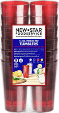 Restaurant-Grade Polycarbonate Beverage Tumblers, 16 oz, Red, Set of 12