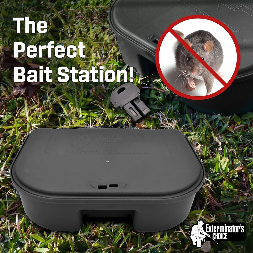 Mice Bait Station Boxes (12 Pack, with 1 Key) | Heavy Duty Mouse Trap Holder Great for Catching Rats and Mice Pest