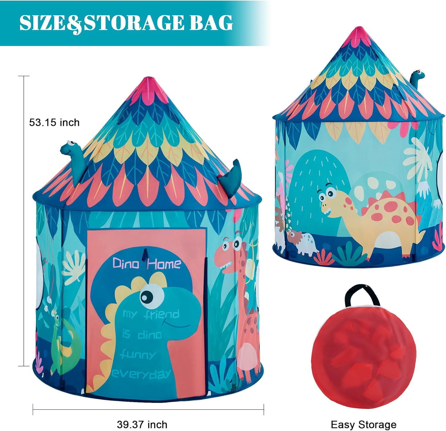 Dinosaur Kids Play Tent, Foldable Pop Up Tent Kids, Castle Kid Tent Indoor Outdoor Fun & Imagination, Toddler Tents