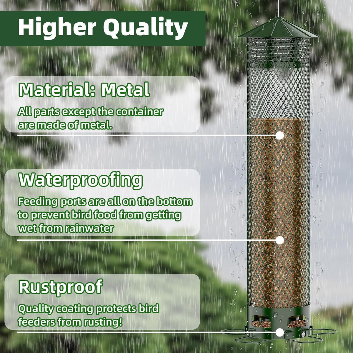 Metal Squirrel Proof Bird Feeders for Outdoors Hanging 5.5LB Lager Capacity