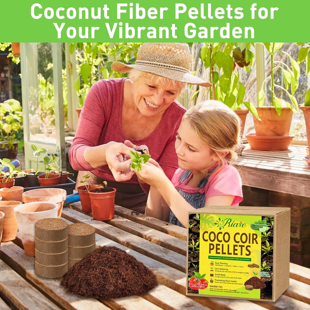 100 Pcs 30mm Organic Coco Coir Seed Starter Soil, Compressed Coconut Coir Potting Soil Mix for Seed Starting, Coconut
