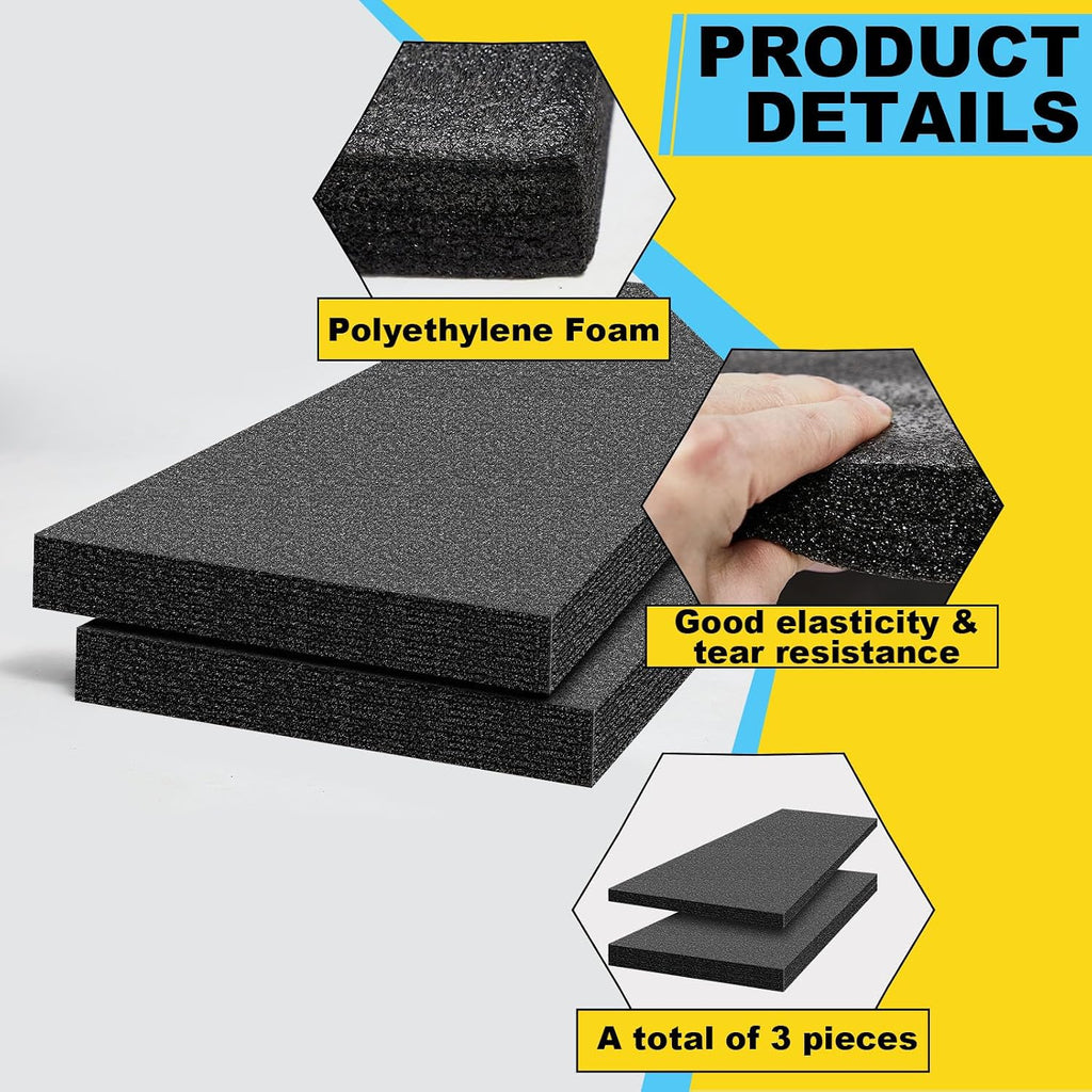 3 Sheets Polyethylene Foam Pack Inserts, 3 Sheets, 54 x 16 x 2''