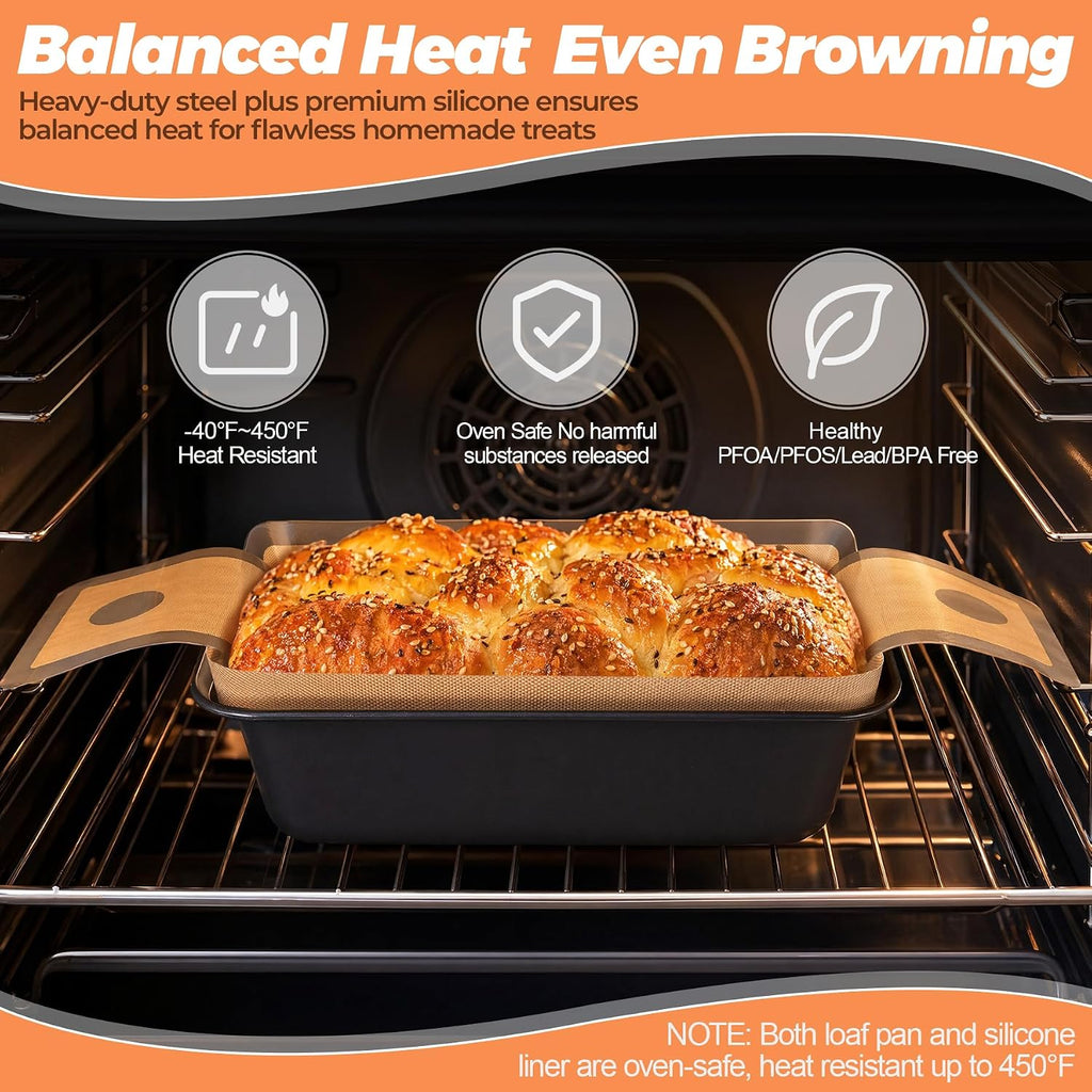 4 PCS Bread Loaf Pan with Liner Bread Pans for Homemade Bread