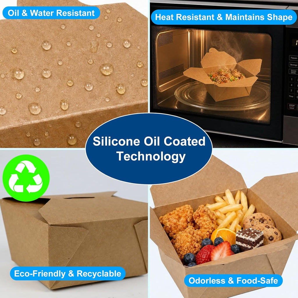 30 oz Kraft Paper Pack of 90 Fold to Go Containers
