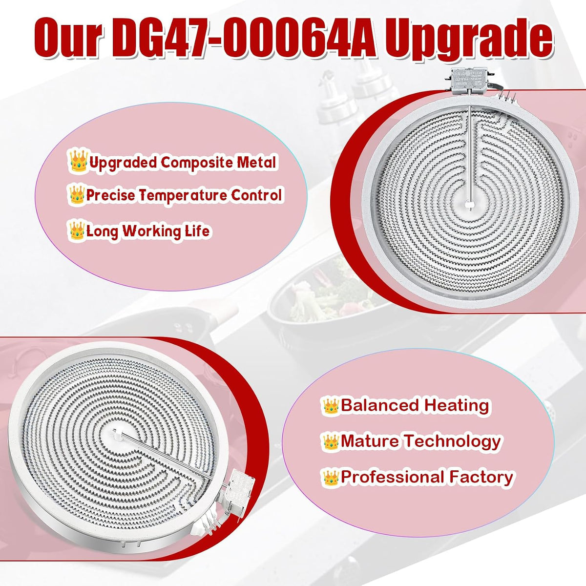 DG47-00064A DG47-00056A Compatible With Samsung Stove 9/12in Dual Element