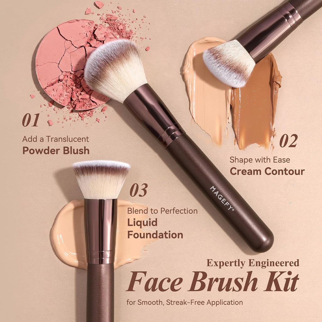Makeup Brushes 15 Pcs Makeup Brush Set for Foundation, Concealer, Contour, Blending, Blush, Eyeshadow Brushes with