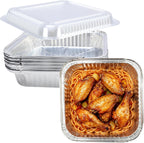 8x8 Aluminum Pans with Clear Plastic Lids 10 Pack Foil Pans with Lids