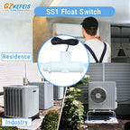SS1 Condensate Overflow Switch, SS1 Float Switch with 3/4 Inch Adaptor and 6FT Wire, HVAC Overflow Shut Off Float Switch for HVAC System, Detect Condensate Overflow