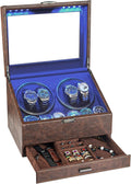 4 Watch Winder with 6-Slots Watch Storage and Jewelry Drawer | 3-in-1 Storage System,Auto-Winding,Extra