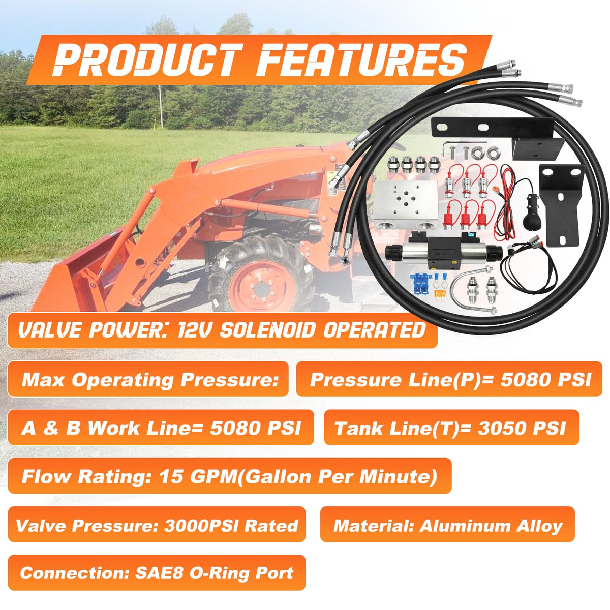 Third Function Valve Kit Fit for Kubota L2501 L3200 L3301 L3901, OE TFK2