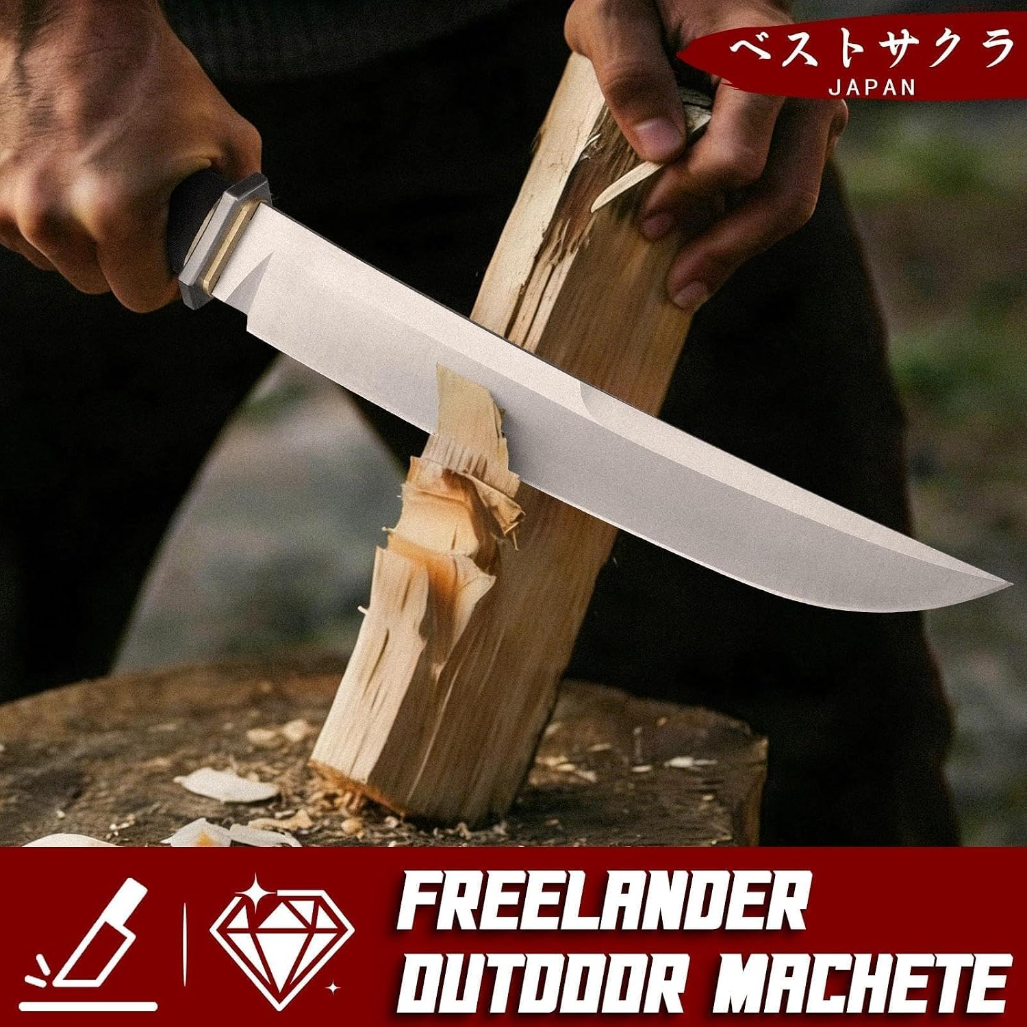 Japanese Fixed Blade Knife with Sheath, Heavy Duty Machete Knife | D2 Steel Survival Knife with 6mm Thick Spine for