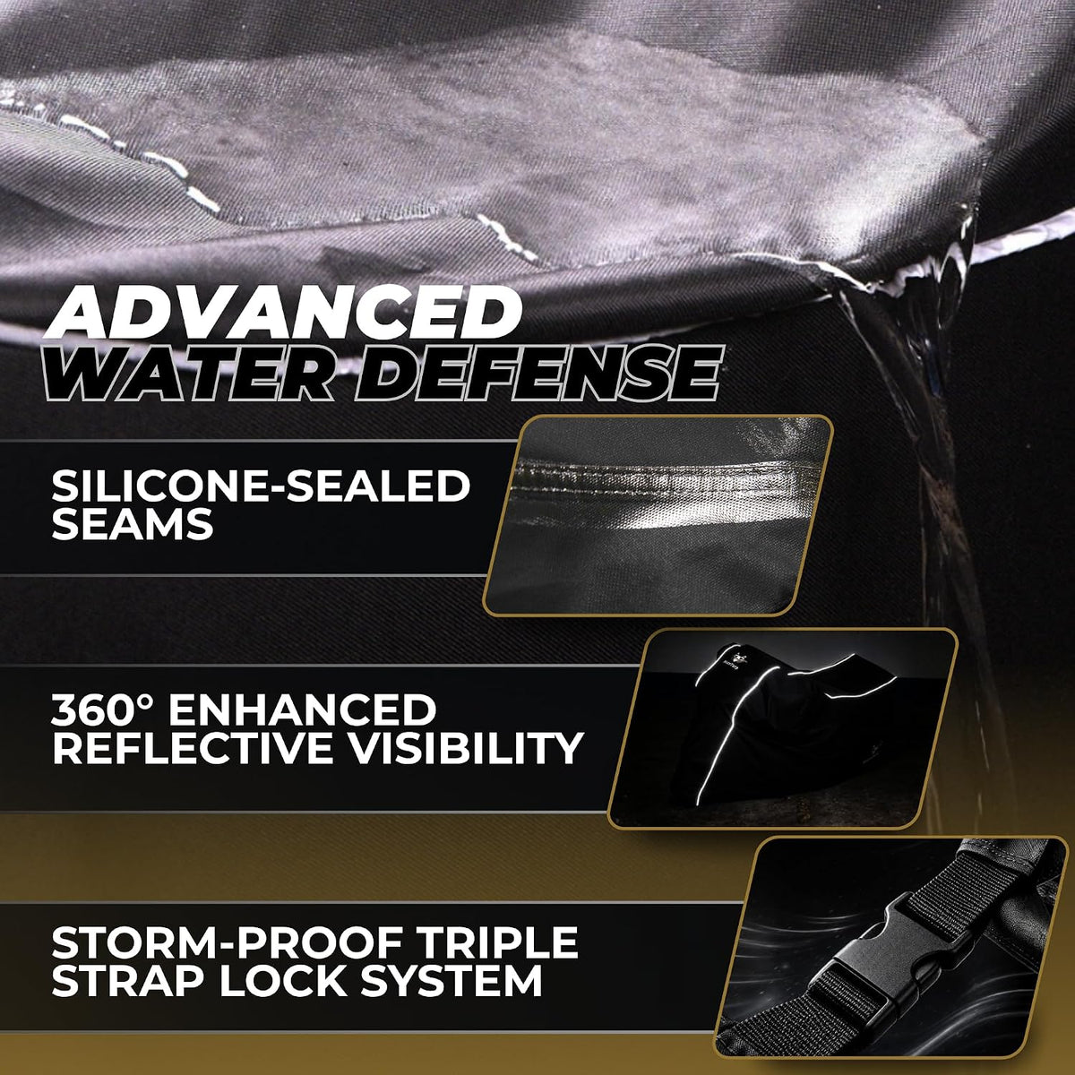 600D Heavy-Duty Waterproof Motorcycle Cover for Outdoor Storage - All-Season Weather Protection with Air Vents