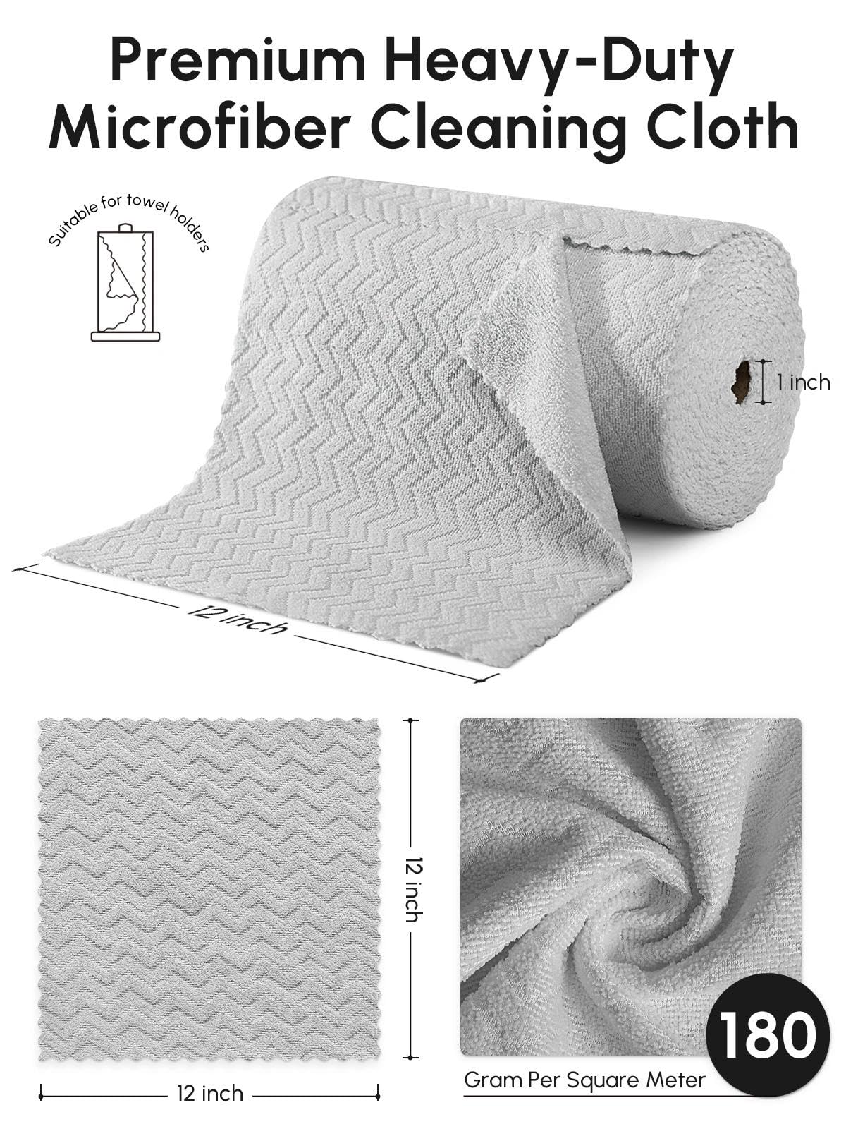 Microfiber Cleaning Cloths Roll 75 Pack 12x12 Inch Lint Free