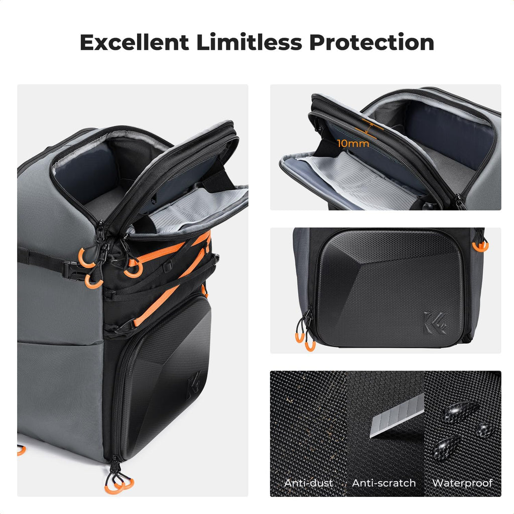 Camera Backpack Shoulder Bag for Photographers | Hardshell Case, Multifunction Photography Backpack, 15.6" Laptop
