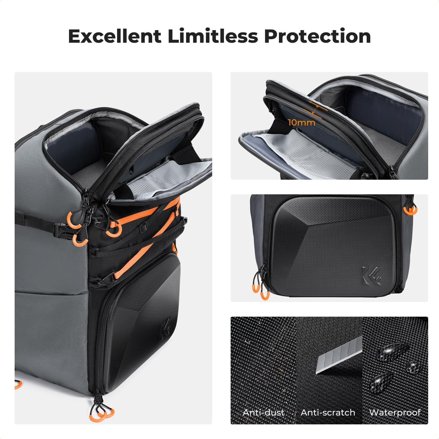Camera Backpack Shoulder Bag for Photographers | Hardshell Case, Multifunction Photography Backpack, 15.6" Laptop