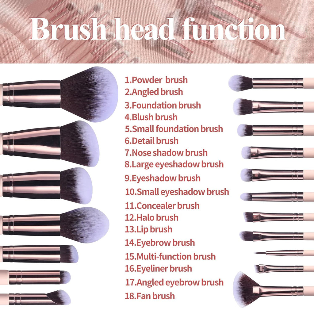 Makeup Brushes Premium Synthetic Foundation Powder Concealers Eye Shadows 18 Pcs Brush Set with 5 sponge & Holder