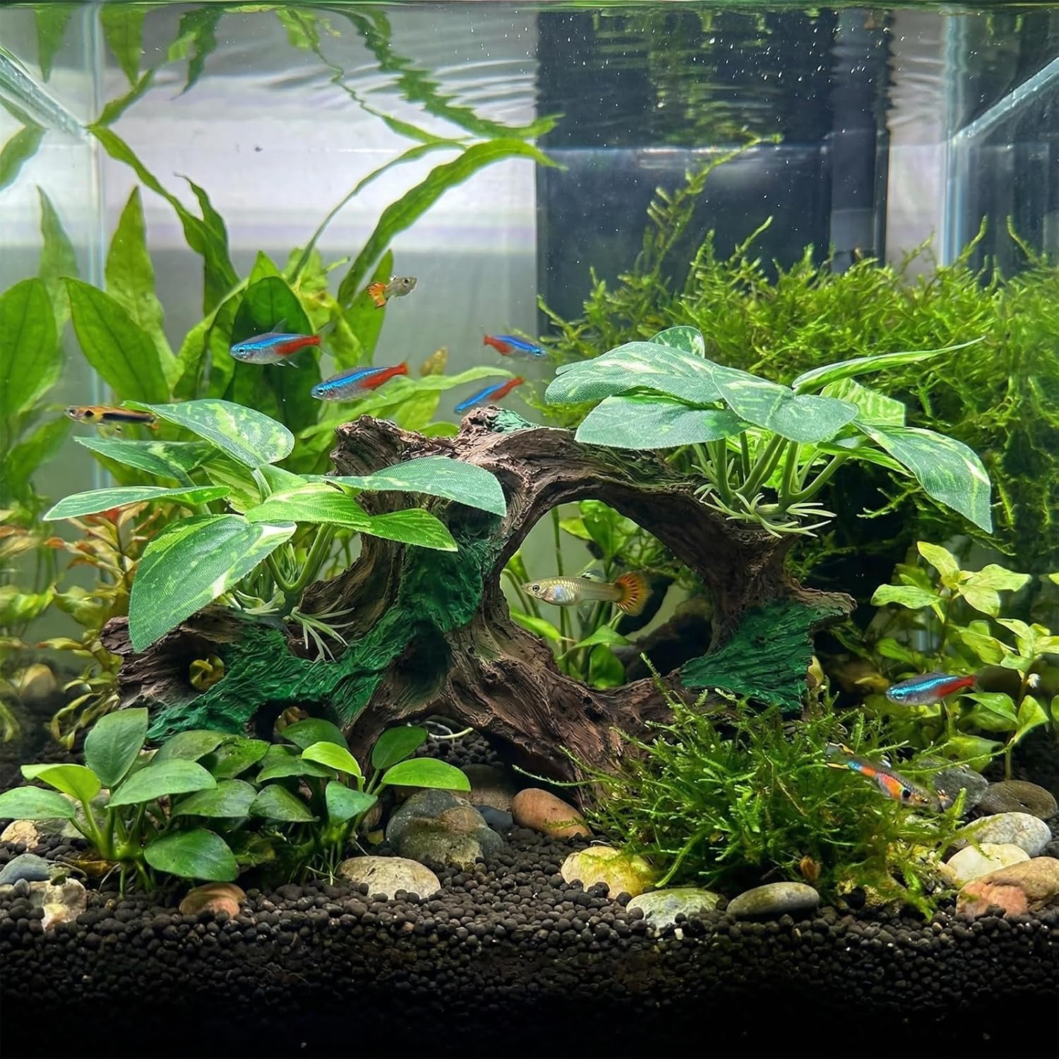 Aquarium Decorations Cave Silk Aquarium Plants Betta Fish Tank Decor | Soft & Safe Fish Tank Accessories, Aquarium