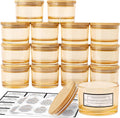 15 Pack 4oz Gold Amber Glass Candle Jars with Airtight Bamboo Lids | Thick Glass, Bulk Small Wide Mouth Candle