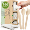 360 Count Disposable Wooden Cutlery Set, Forks, Spoons & Knives