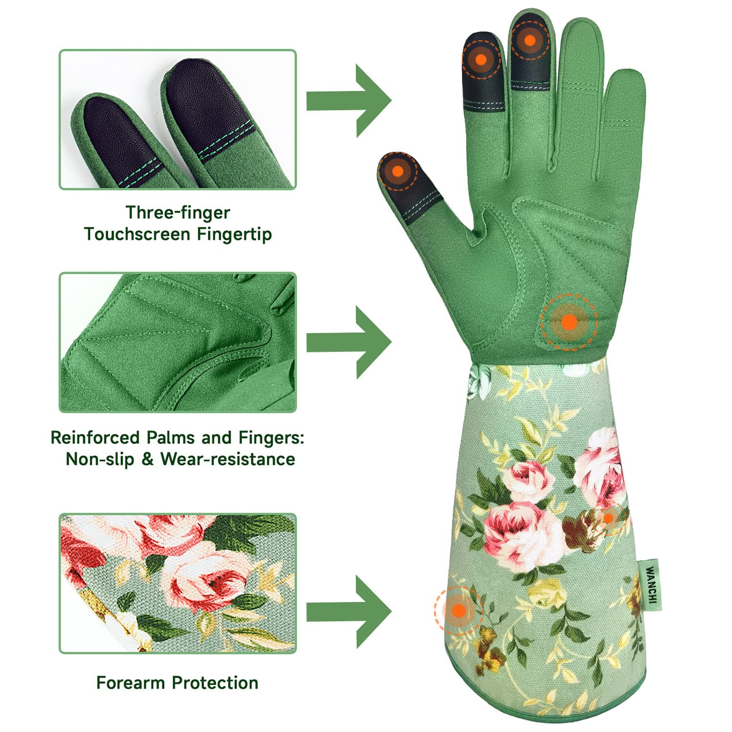 Gardening Gloves, Durable and Comfortable Women's Long Garden Gloves for Gardening Work and Yard Work, Leather