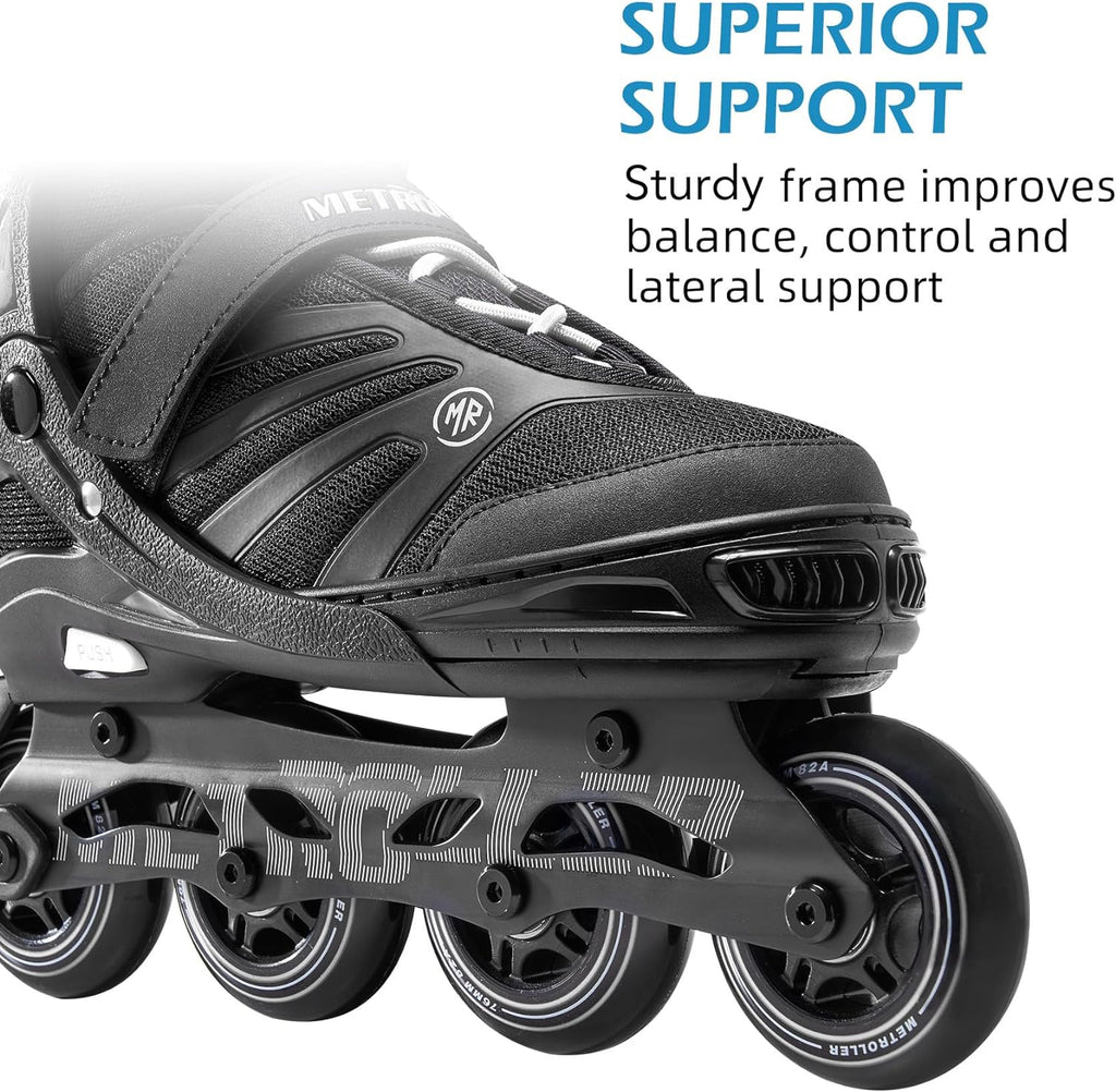 Adult Inline Skates for Men Women Teens | Comfortable Adjustable Recreational Skates Convenient Closure Entry Level