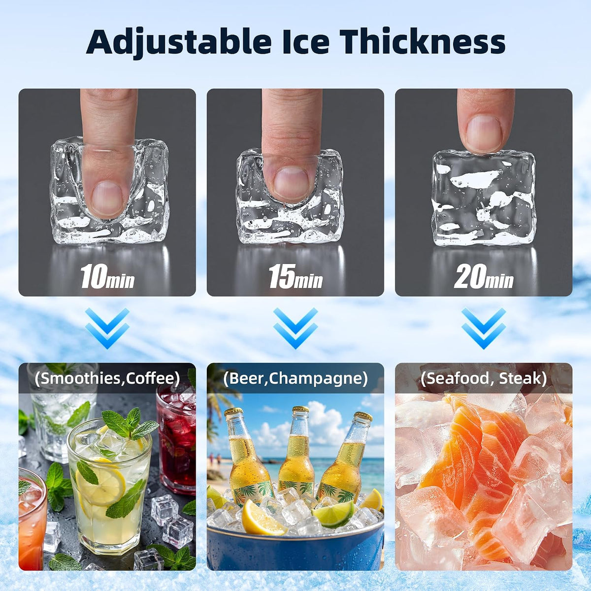 Commercial Ice Maker Machine (80lbs/24H with 12lbs Ice Storage)