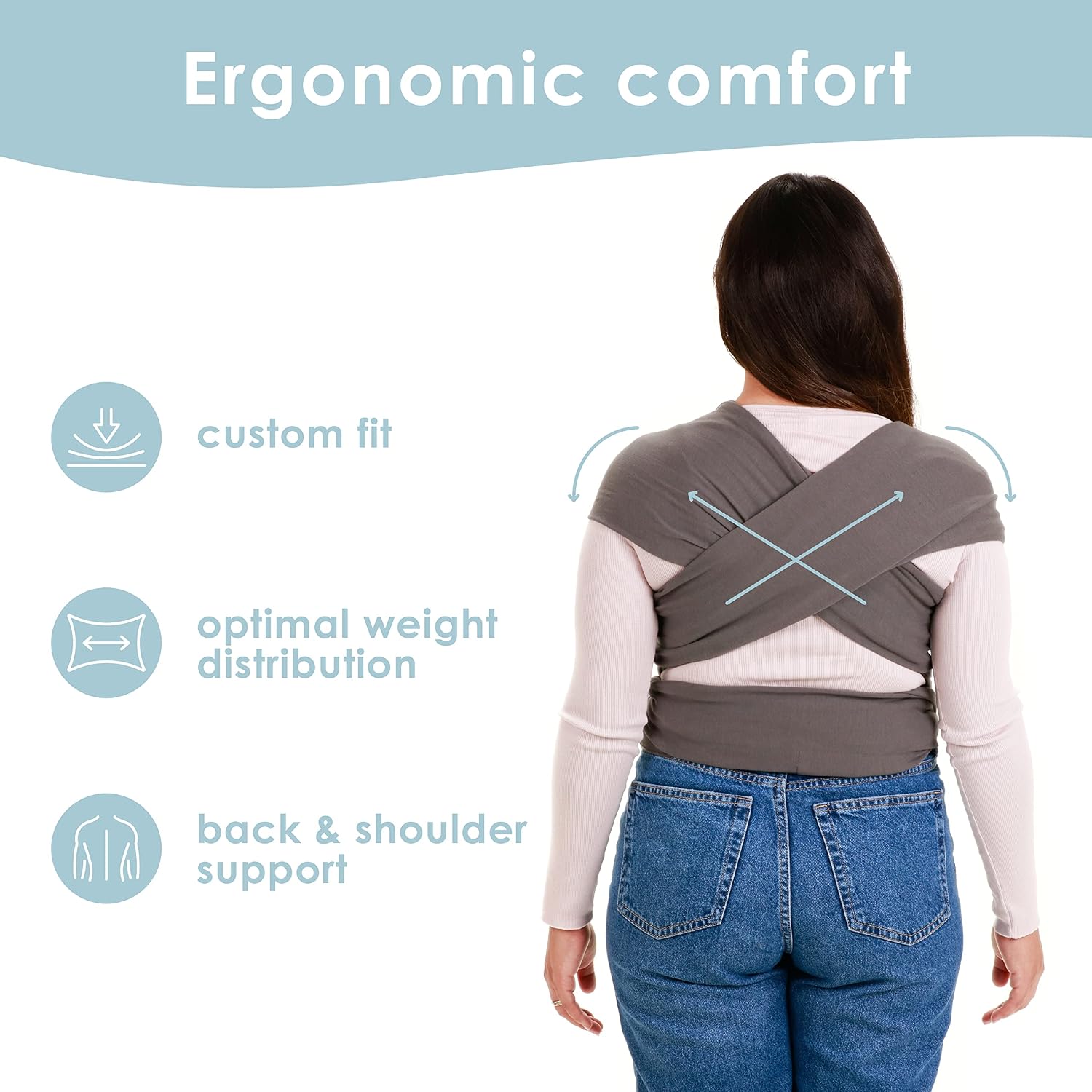 Baby Carrier 7-35 lbs - Stretchy Baby Wrap Infant Sling Dark Gray