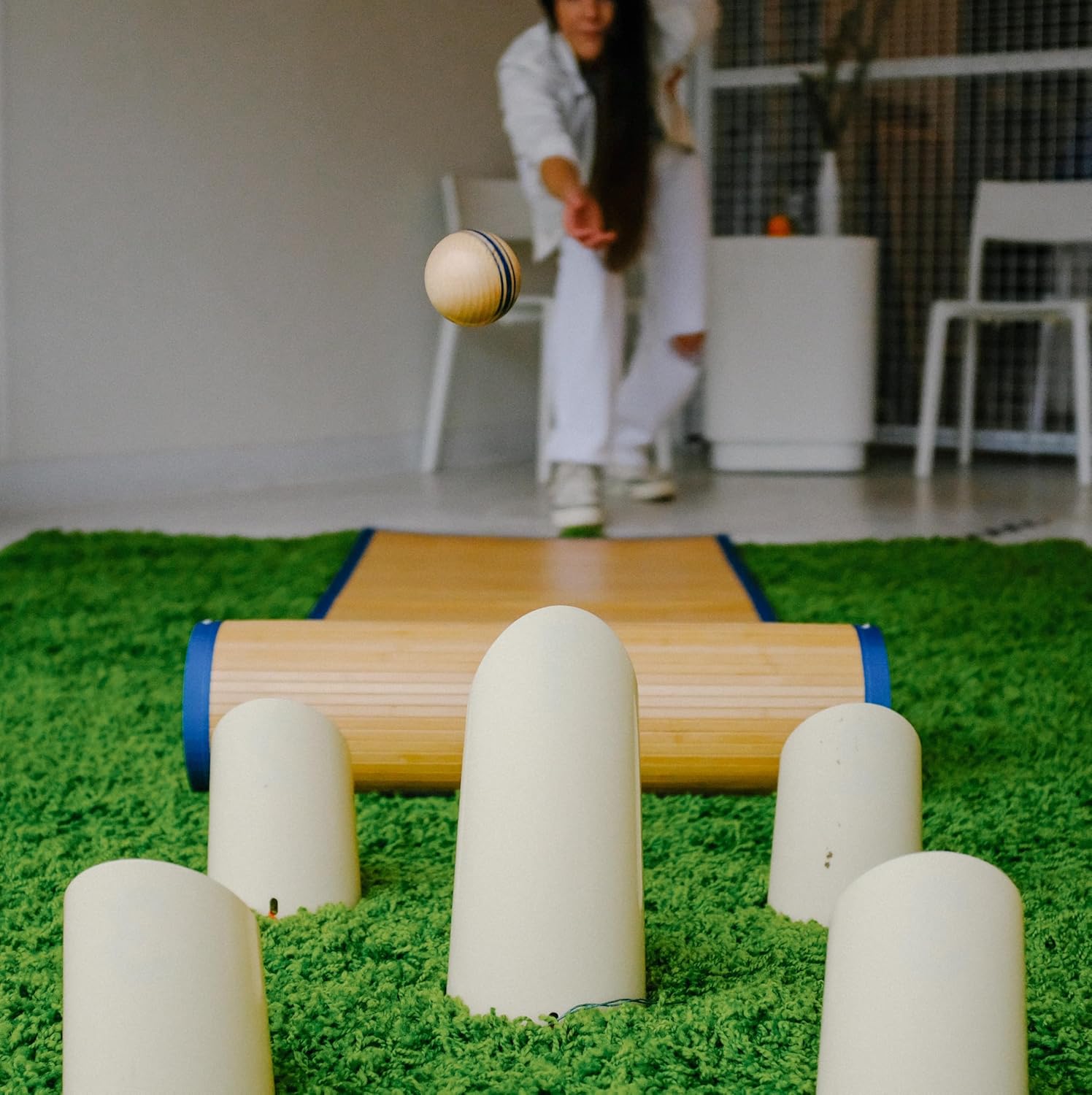 Yard Game – Modern Bocce Ball Set with Ramp & Targets | Portable BocceRoll Lawn Game for Backyard & Beach