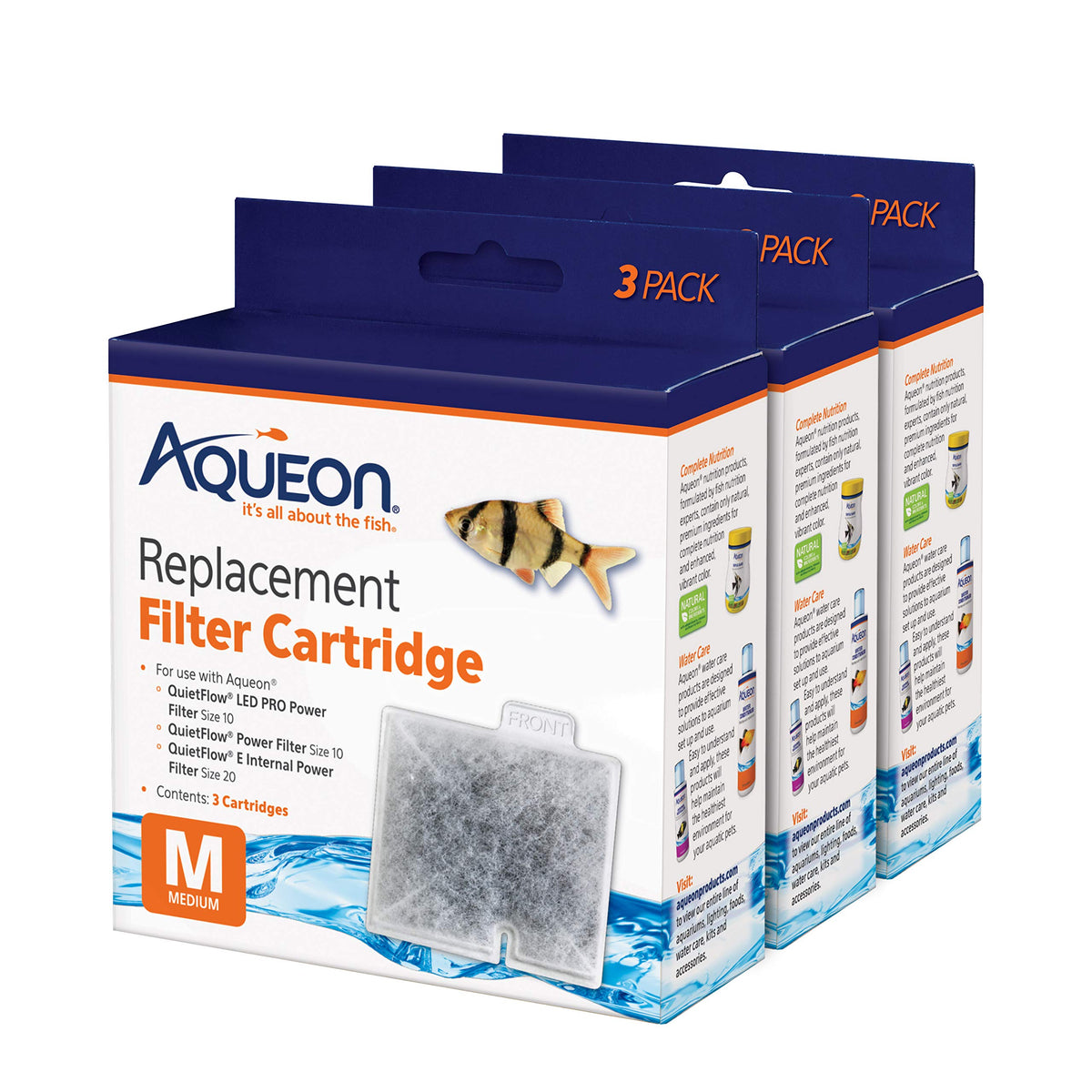 Aqueon Replacement Filter Cartridges Medium, Filter Cartridge, 9-Pack