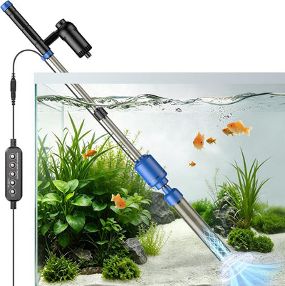 Aquarium Vacuum Gravel Cleaner, 24W Electric Fish Tank Cleaner Vacuum, 6 in 1 Multifunctional Aquarium Cleaner for