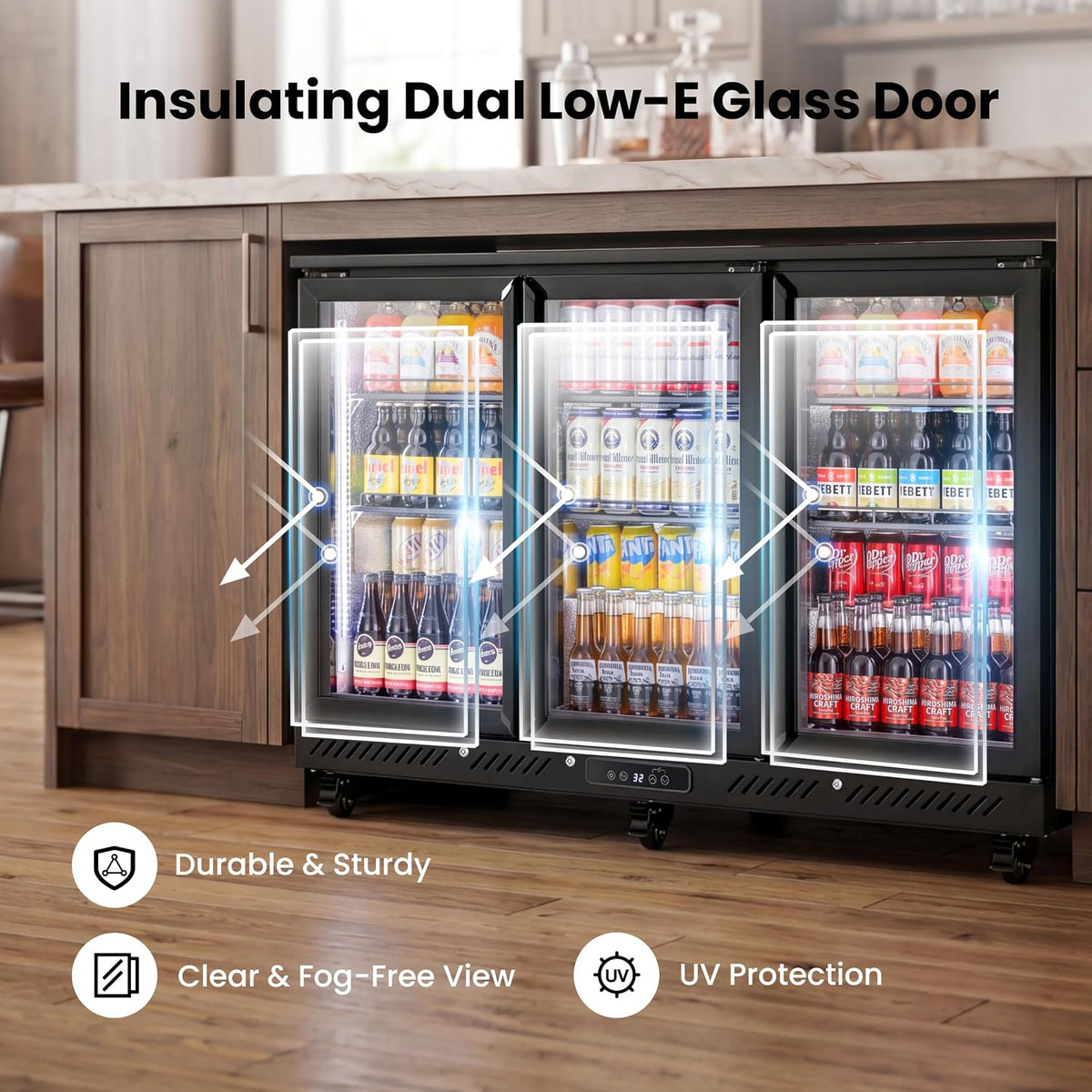 Back Bar Cooler, 11.3 Cu.Ft Commercial Refrigerator with Low-E Glass
