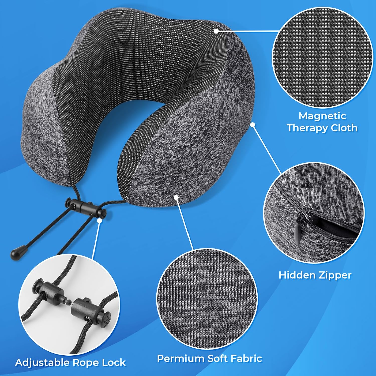 Travel Pillow, Travel Pillows for Sleeping Airplane, Neck Pillow Airplane, Memory Foam Neck Pillow Set with Eye Mask
