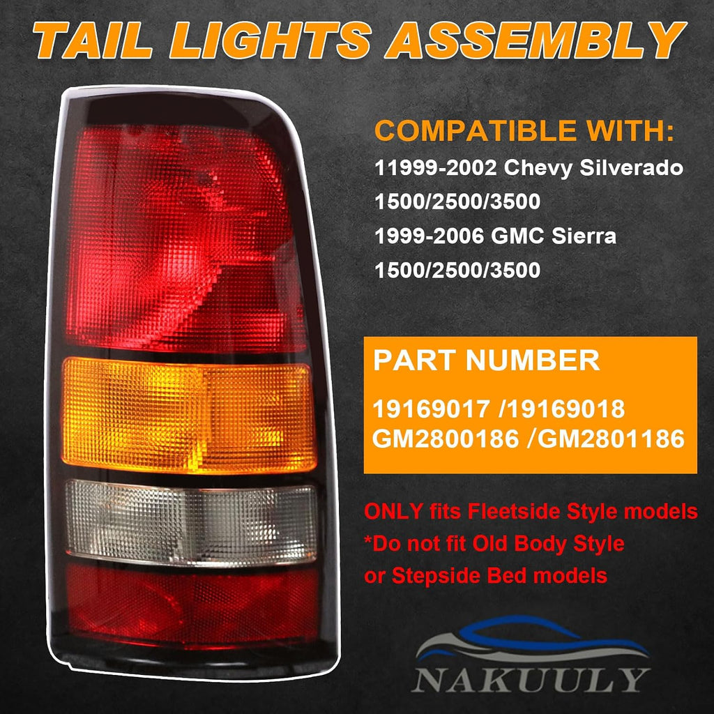 Tail Lights Compatible With 1999-2006 GMC Sierra 1500 2500 3500 HD