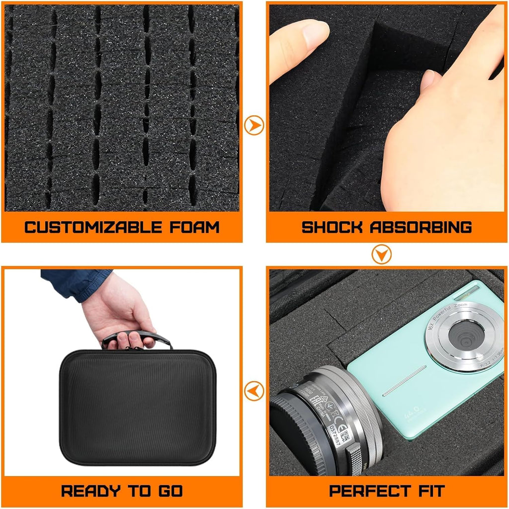 Hard Carrying Case 8x6x4.2'' with Custom Foam Insert for Electronic Devices