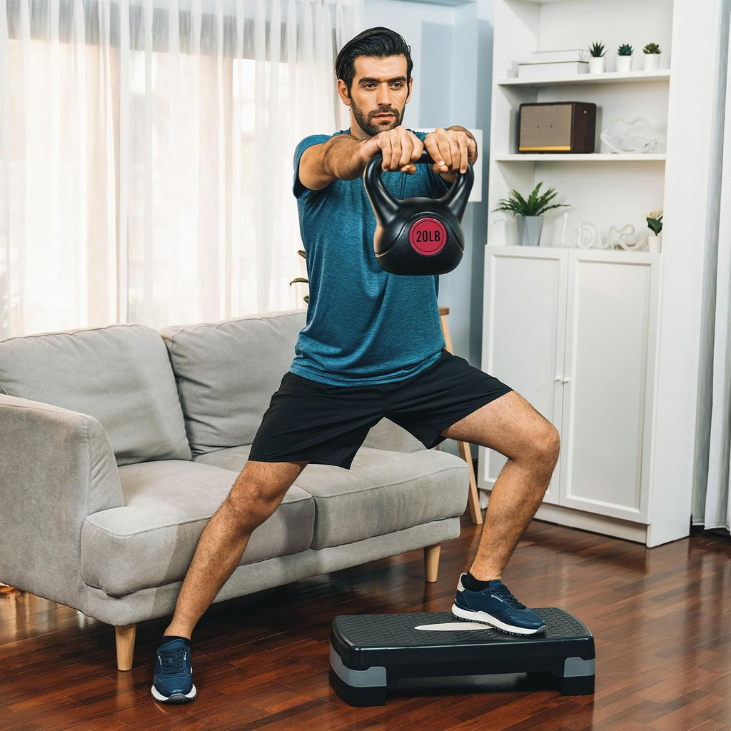 Vinyl Kettlebell Set, 30/45/50/75 Pound Options – Cement-Filled Strength Training Weights with Ergonomic Grip and