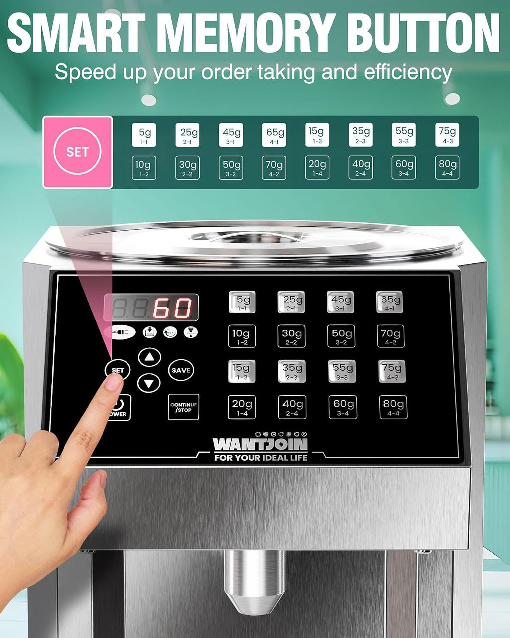 Fructose Dispenser - Commercial Syrup Dispenser Machine 16 Weight Settings Automatic Sugar Quantitative Machine for