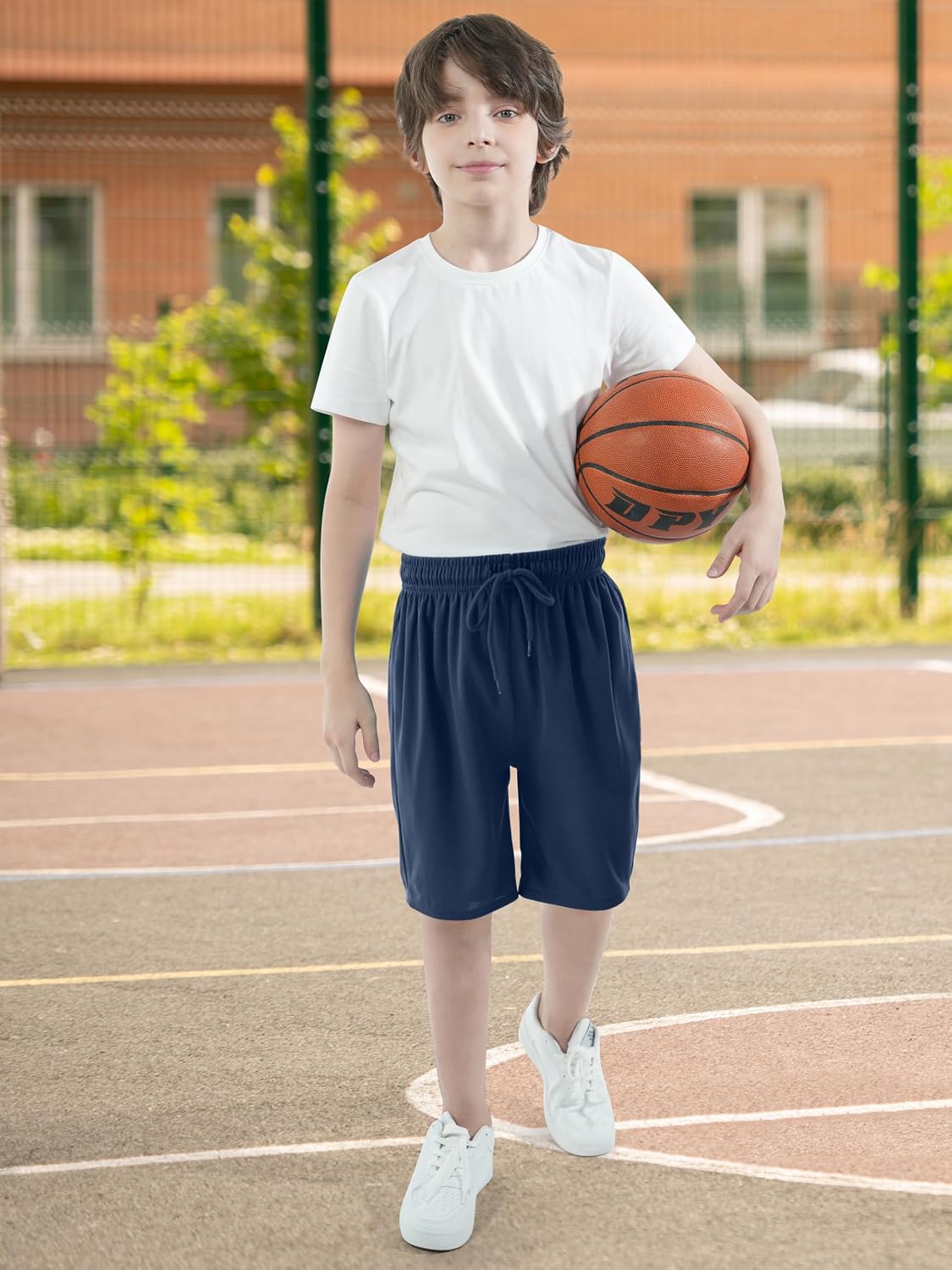 4 Pack Boys Shorts Boy Athletic Shorts Kids Quick Dry Basketball Soccer Shorts with Pockets mesh Elastic Waist