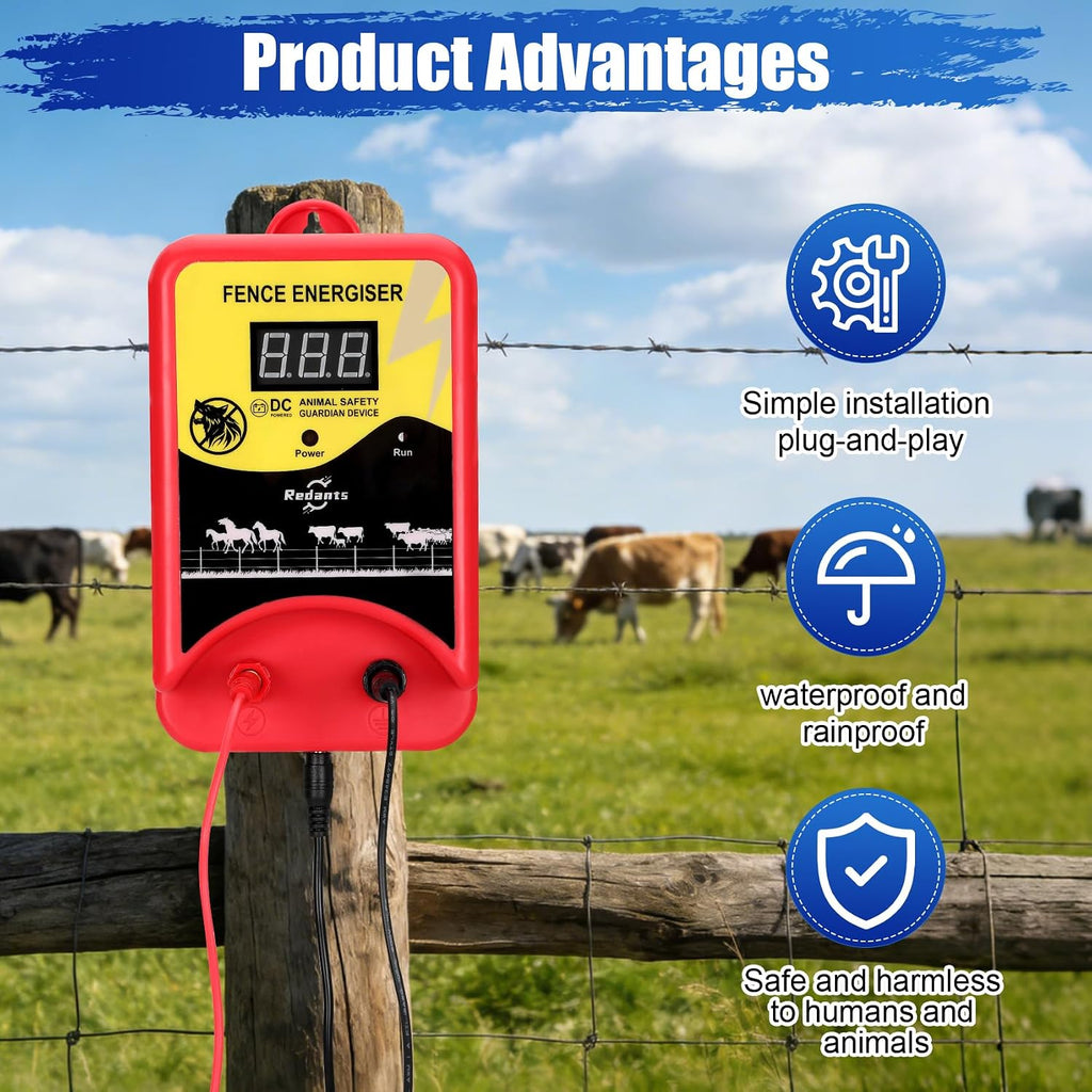 Electric Fence Charger for Livestock, Electric Fence Charger, Fence Energizer 12KV Effectively Repel Predators, Fence
