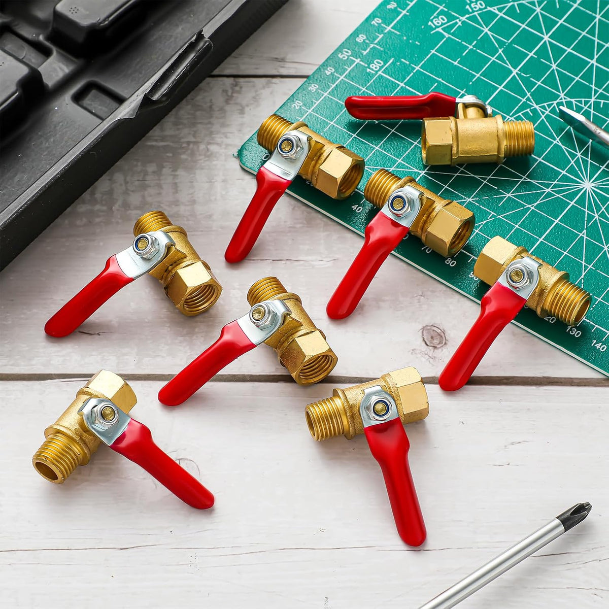 Lasnten 12 Pcs 1/4 Inch Heavy Duty Brass Npt Ball Valve Shut off Switch