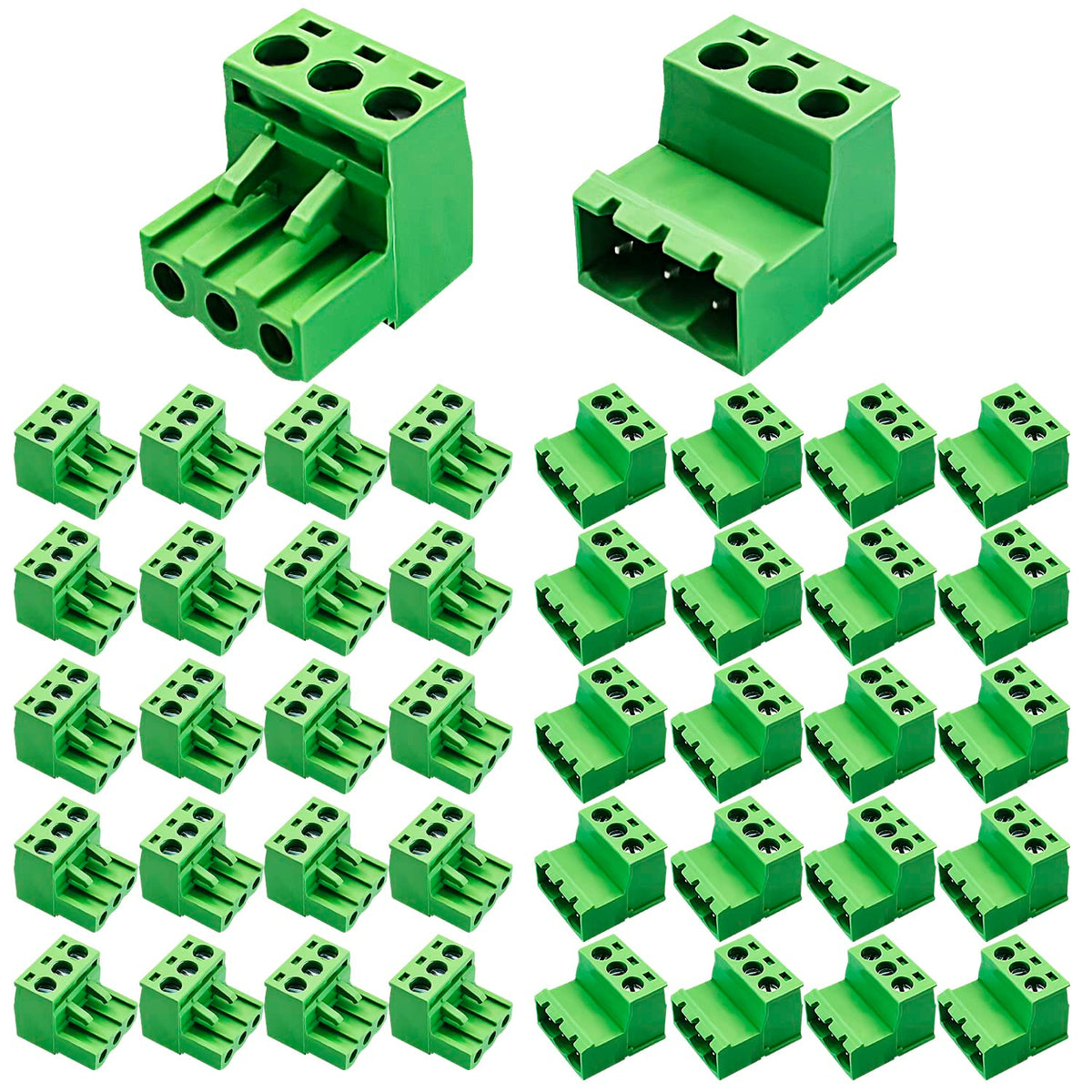 DaFuRui 20 Pairs 3 Pin 5.08mm PCB Mount Phoenix Type Connector with Plug