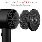 Hair Dryer with Diffuser,Comb Full-Featured Blow Dryer 110V(Black)
