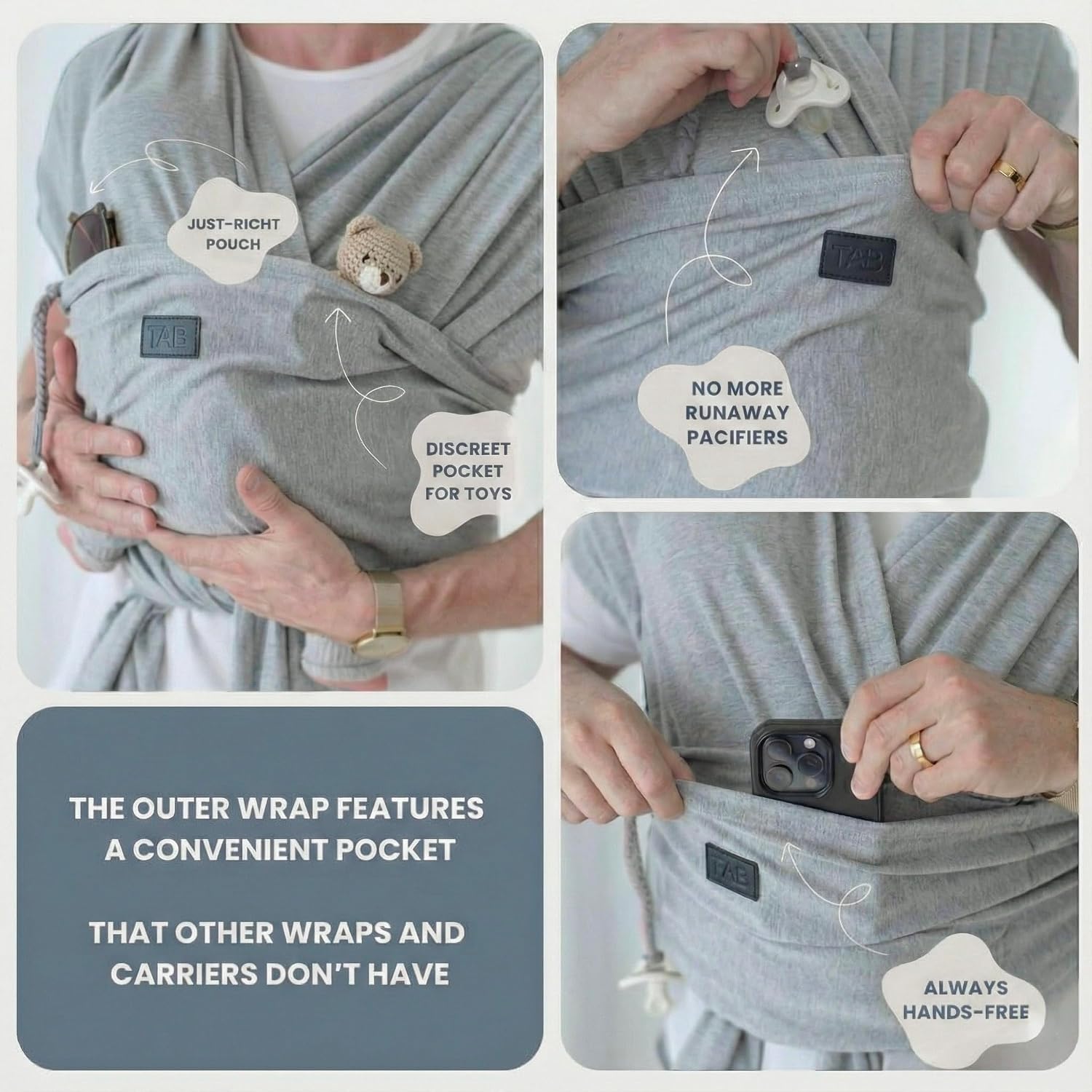Baby Wrap Ring Sling Carrier, Newborn to Toddler, Adjustable Ergonomic Design for Mom & Dad, Soft Breathable
