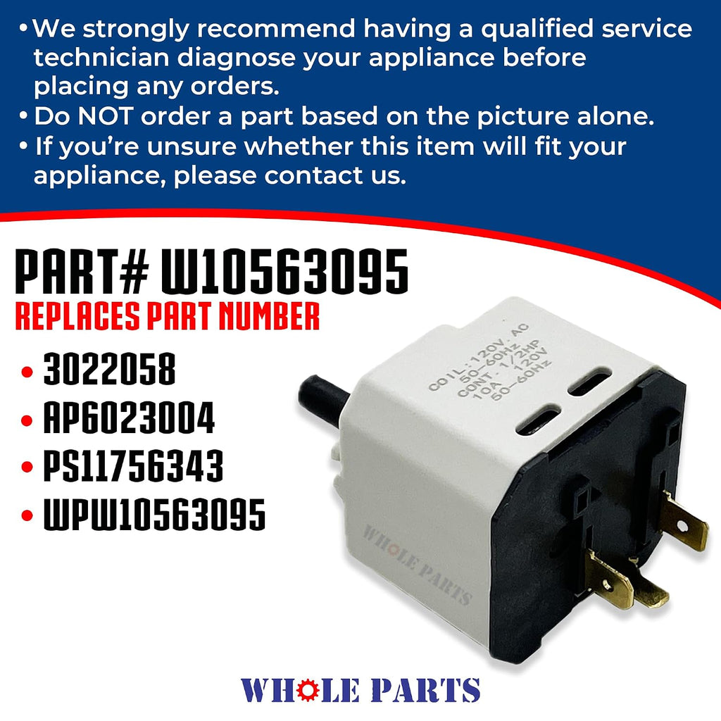 Whole Parts Upgraded Dryer Push-to-Start Switch Part# W10563095