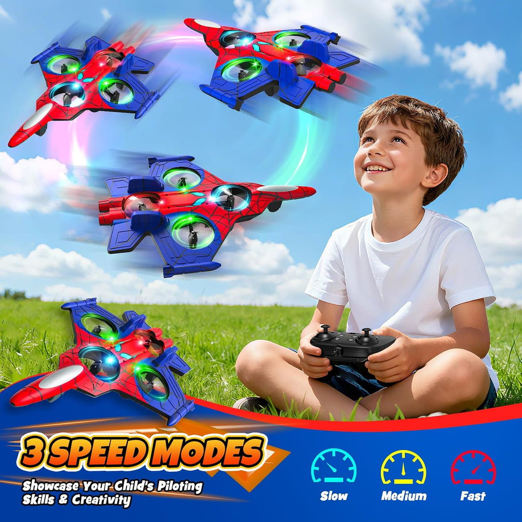 Foam Remote Control Airplanes for Kids Age 8 9 10 11 12 +, Spider Mini Drone for Kids, RC Airplane Fighter Jet with