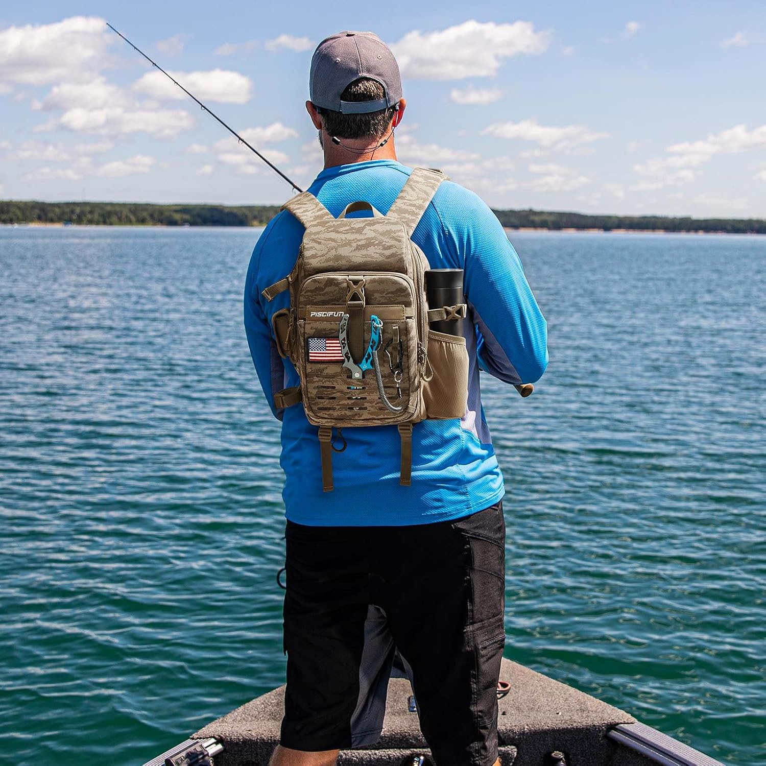 Fishing Tackle Backpack, Rod & Gear Holder, Water-Resistant | 15L storage, breathable padding & adjustable shoulder